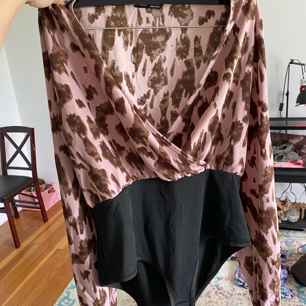 Shein leopard blouse leotard